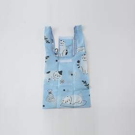 手提袋可重复使用买菜折叠购物袋 蓝色/灰色