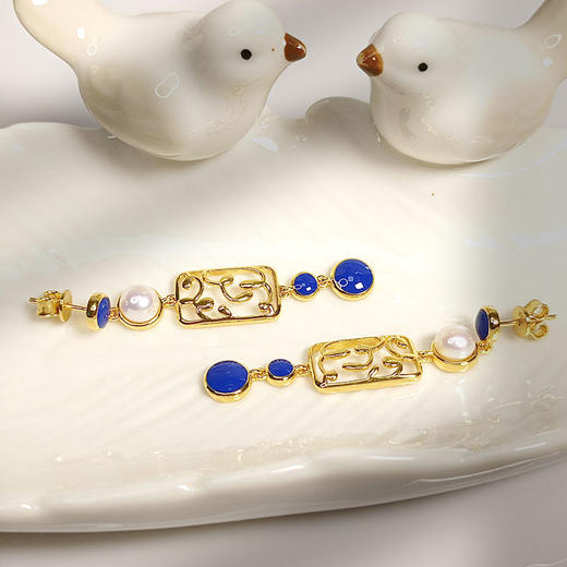 江南花窗珍珠耳坠 商品图1