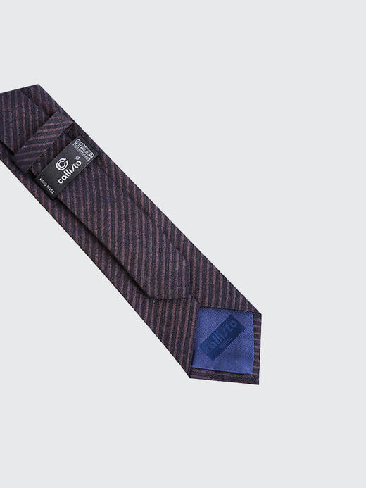 callisto棕褐色斜条纹领带 丝绵混纺SOCTE005BR 商品图3