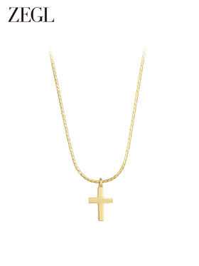 ZEGL简约十字项链女生2023年新款潮轻奢小众设计感高级复古锁骨链