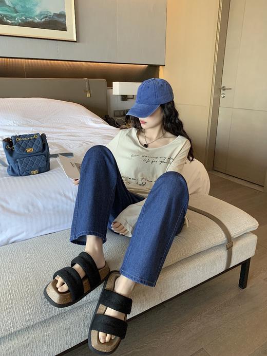 【SMASHADOW 】楔影牛仔休闲阔腿裤！专为亚洲女性体型定制，优质面料！柔软舒适，自然垂顺，轻奢质感，不挑年龄段，所有姐妹都能吼得住，松紧腰+抽绳设计，穿脱方便无束缚 修饰腿型第一名！ 商品图8