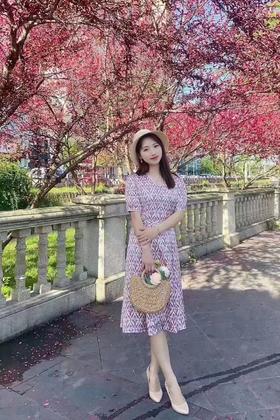 3F玖姿仿真丝茶歇款连衣裙