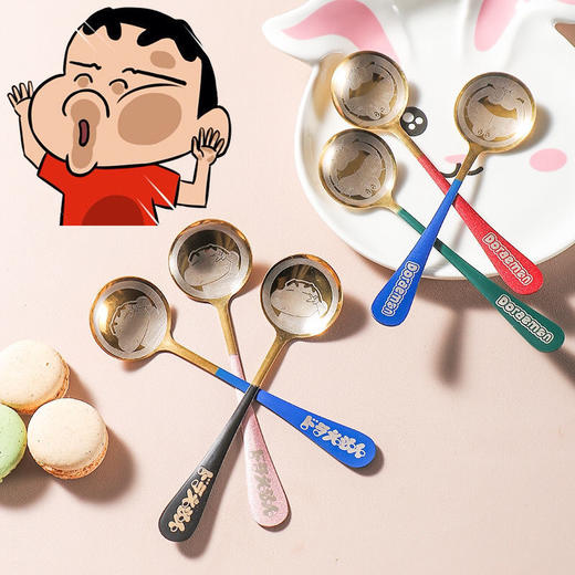 「6.9元包邮！6色可选」不锈钢勺子居家日用勺创意ins韩式勺餐饮用具可爱女神叮当猫勺子 商品图3
