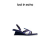 [断码]lostinecho设计师品牌轻奢简约爱心漏趾细带小方头坡跟小高跟凉鞋 商品缩略图1