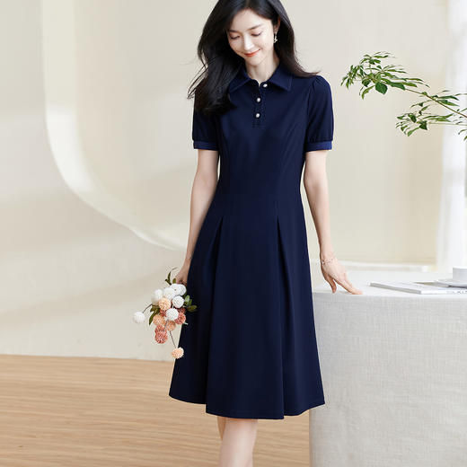 【2XL预售7天】米思阳2026夏季新款时尚通勤Polo连衣裙修身显瘦大摆中长裙子0969/1202 商品图0