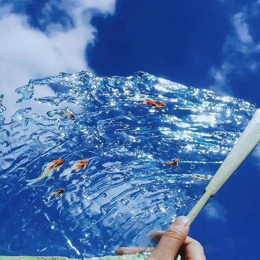 夏日水扇滴胶水做的扇子diy材料包玻璃颜料相框滴胶寒冰扇 商品图1