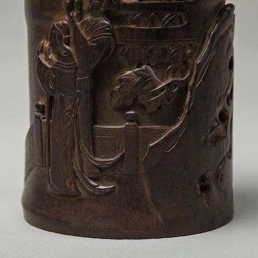 清 紫檀木雕仕女笔筒 商品图2