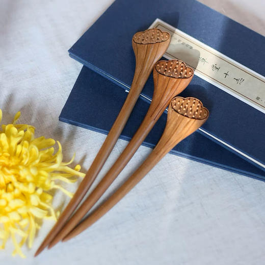 莲子清如水 早春莲蓬桃木簪子发簪可爱大气风盘发神器 商品图0