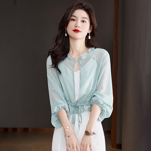 夏季短款长袖空调罩衫外搭，雪纺宽松小披肩外套CC-J3415 商品图5