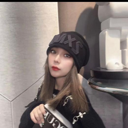 网红字母粗针织冷帽百搭坑条堆堆帽子女秋冬针织毛线包头帽 商品图3