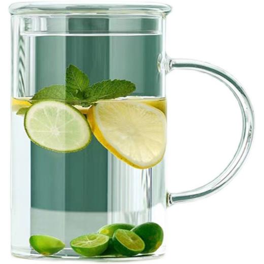 「1000毫升！数款可选」大容量玻璃杯 居家日用办公室防烫把手带盖泡茶杯套装餐饮用具 商品图4