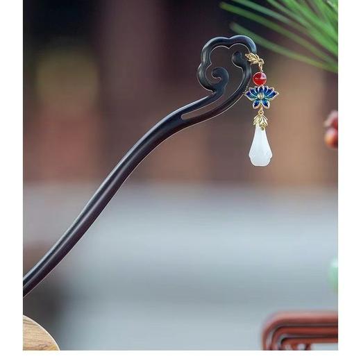 盘发木簪古风简约现代日常黑檀木发簪步摇挽发发钗木质发簪 商品图3