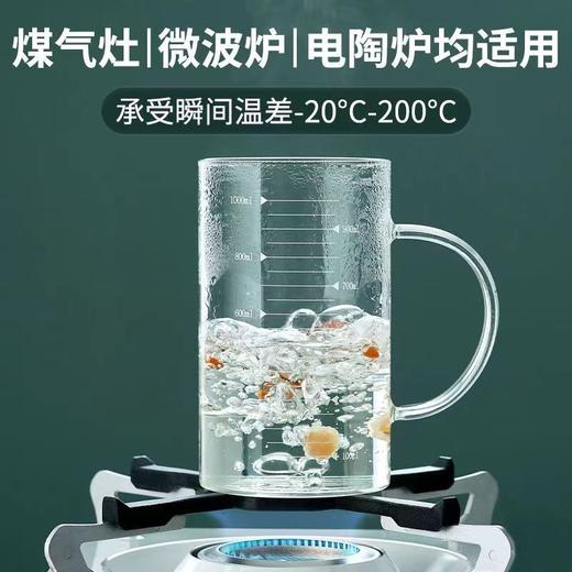 「1000毫升！数款可选」大容量玻璃杯 居家日用办公室防烫把手带盖泡茶杯套装餐饮用具 商品图2