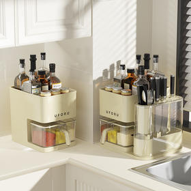 「4款配色！多功能收纳盒」厨房筷子勺调料收纳置物架 收纳盒调味罐组合套装调味品调料瓶刀架用品