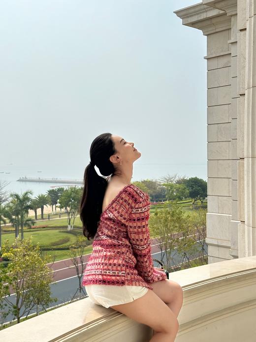 DUO智仙生 火山岛早春度假彩色编织露背小香风外套和流苏半 商品图1