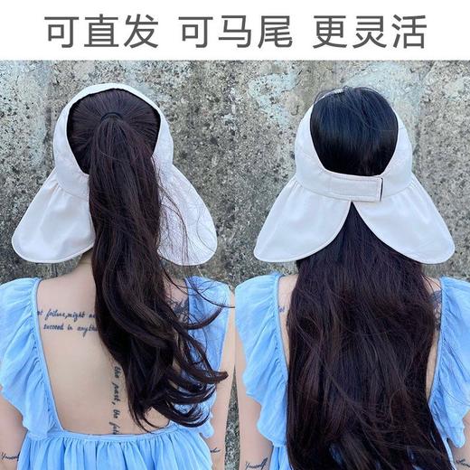 黑胶空顶遮阳帽女夏防晒帽子防紫外线遮脸渔夫帽可折叠调节 商品图2