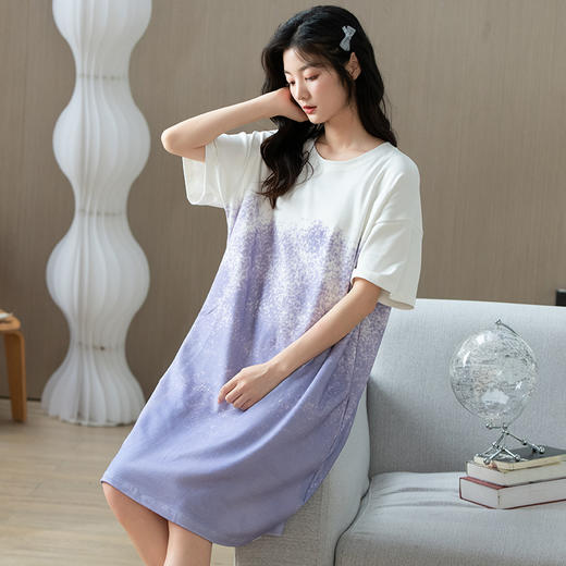【纯棉睡裙】2023年新款夏季短袖全棉睡衣韩版宽松休闲家居服外穿 商品图3