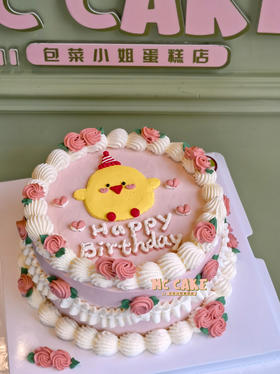 小鸡手绘裱花蛋糕
