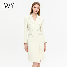 IWY/杏色春夏西装连衣裙女职业修身显瘦冯琳同款主持人播音艺考女Q13140