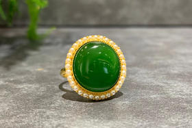 【御珠宫坊】金镶碧玉戒指