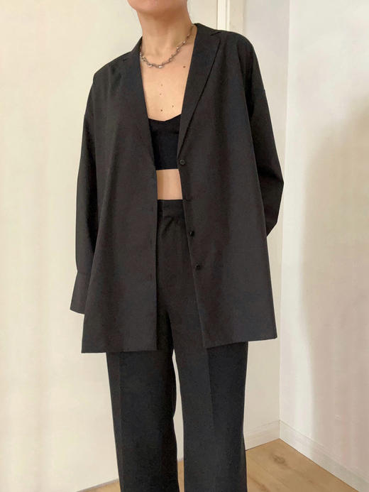 Semplicita | F18 西装领衬衫  [ 黑 / 真丝格子 ] 商品图6