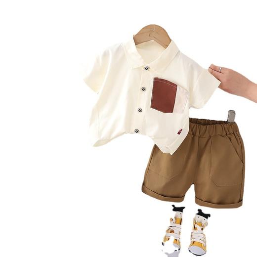 夏季童装新款男童斜口袋衬衫两件套夏装短袖儿童套装 商品图4