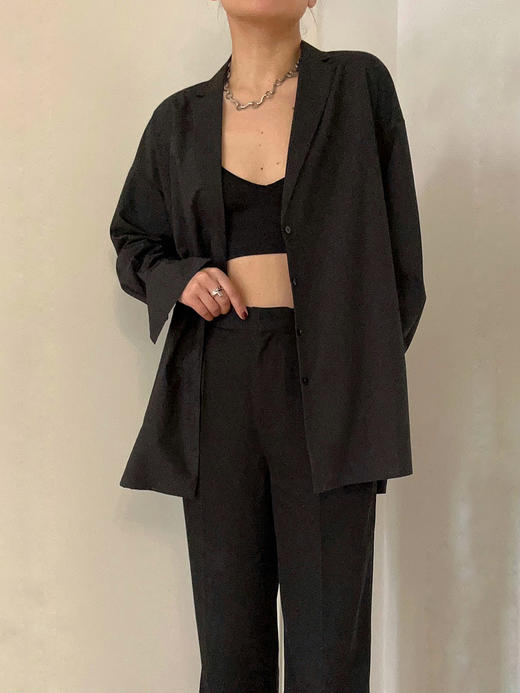 Semplicita | F18 西装领衬衫  [ 黑 / 真丝格子 ] 商品图5