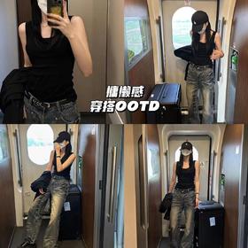 新品上身 | 复古牛仔+纯色背心，慵懒一套出去旅行啦~🎄