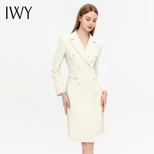 IWY/杏色春夏西装连衣裙女职业修身显瘦冯琳同款主持人播音艺考女Q13140 商品图1