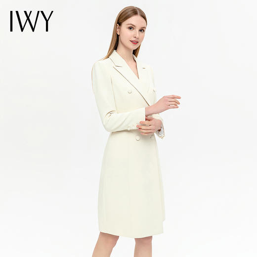 IWY/杏色春夏西装连衣裙女职业修身显瘦冯琳同款主持人播音艺考女Q13140 商品图2