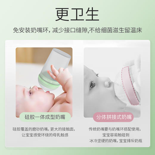 Borrn 奶瓶新生婴儿硅胶耐摔防胀气防呛奶仿母乳实感 150ml 0-3月+ 商品图2