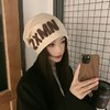 网红字母粗针织冷帽百搭坑条堆堆帽子女秋冬针织毛线包头帽 商品缩略图7