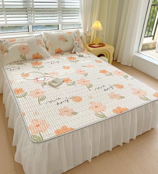 “夏被”【乳胶凉席床裙款三件套】A类凉感丝，环保数码印花 夹层高品质整张天然乳胶 可轻柔机洗/水洗-CC 商品图4