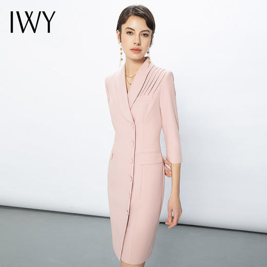 IWY/粉色主持人礼服演讲服装高端气质正装连衣裙粉色西装裙西装裙Q13131 商品图0