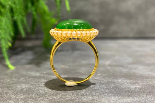 【御珠宫坊】金镶碧玉戒指 商品图3