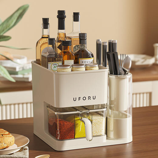 「4款配色！多功能收纳盒」厨房筷子勺调料收纳置物架 收纳盒调味罐组合套装调味品调料瓶刀架用品 商品图1