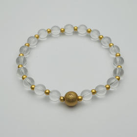 白水晶银镀金隔珠单圈手串