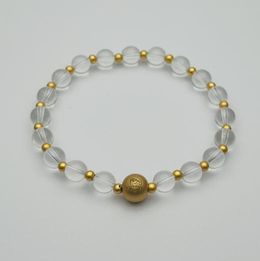 白水晶银镀金隔珠单圈手串 商品图0