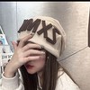 网红字母粗针织冷帽百搭坑条堆堆帽子女秋冬针织毛线包头帽 商品缩略图5
