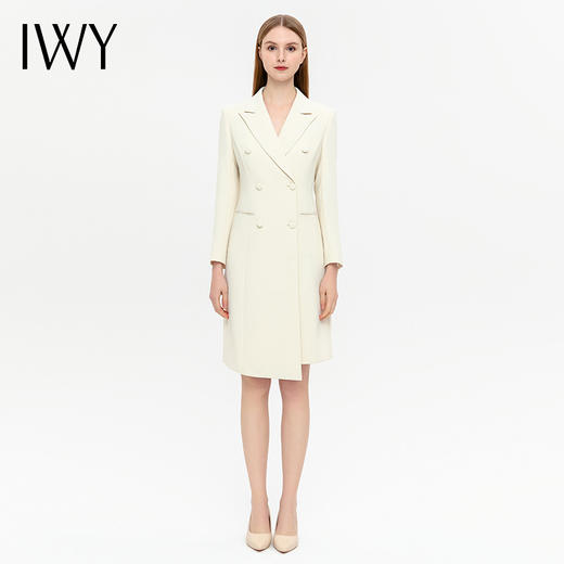 IWY/杏色春夏西装连衣裙女职业修身显瘦冯琳同款主持人播音艺考女Q13140 商品图3