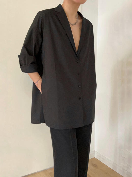 Semplicita | F18 西装领衬衫  [ 黑 / 真丝格子 ] 商品图7