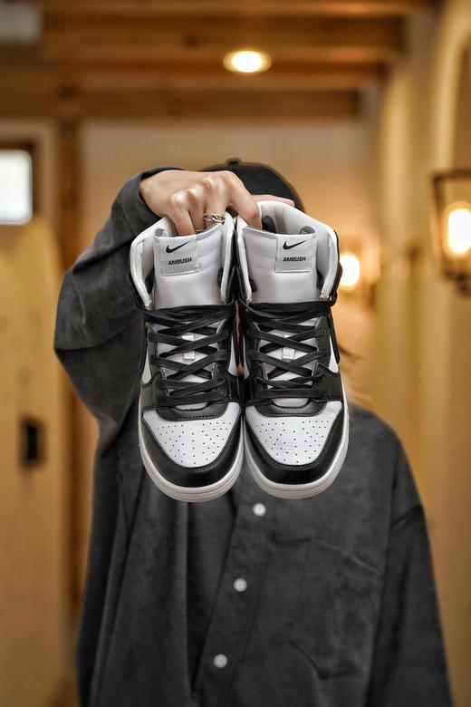 夏季特惠💰520 AMBUSH x Nk SB Dunk High 滑板鞋高帮 黑白大勾 商品图7