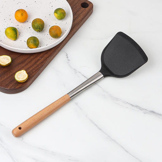 「两色可选！榉木手柄」硅胶不粘锅锅铲 硅胶木柄硅胶厨具铲子勺子厨房用品 商品图1