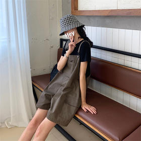 【宽松藏肉显高】小个子背带裤女个性潮夏季薄款工装裤高腰宽松显瘦阔腿短裤子