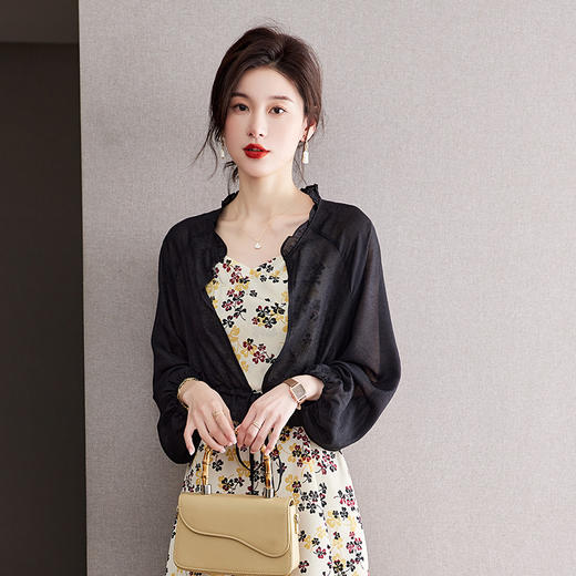 夏季短款长袖空调罩衫外搭，雪纺宽松小披肩外套CC-J3415 商品图3