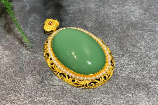 【御珠宫坊】金镶碧玉吊坠 商品图2