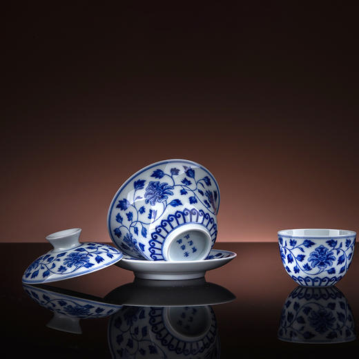 青花缠枝花卉纹6头茶具 商品图1