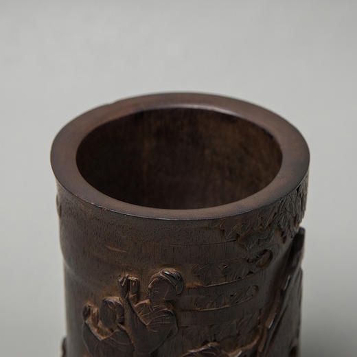 清 紫檀木雕仕女笔筒 商品图1