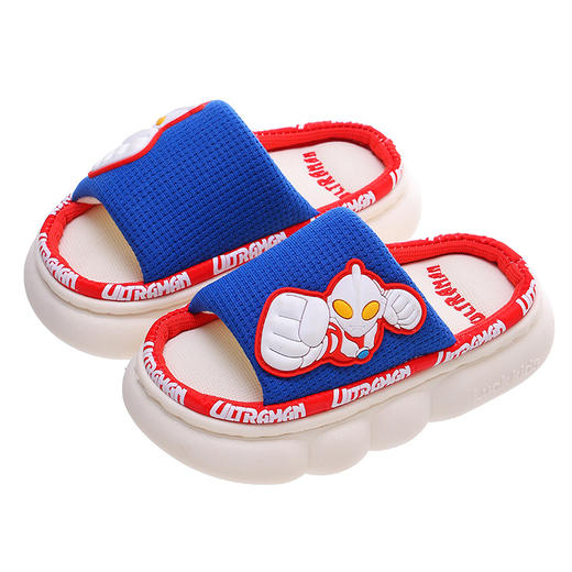 「四款配色！亚麻材质」奥特曼春秋儿童亚麻拖鞋 男童室内防滑厚底大中小童宝宝凉拖鞋 商品图4
