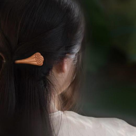 莲子清如水 早春莲蓬桃木簪子发簪可爱大气风盘发神器 商品图5